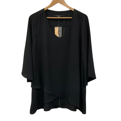 Liz Jordan Womens  Size 14 V-Neck Top Black 