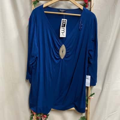 Womens Beme BlueDiamond Keyhole ¾ Sleeve Top Size RRP $49.95