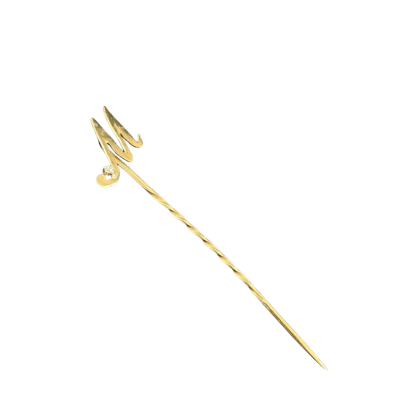 9ct gold ‘M’  Womens Pin/brooch with stone 1.1 grams total weight