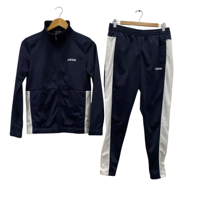 Adidas Kids Boys Size 162-168 SET Jacket / Track Pants Navy Blue / White BNWT