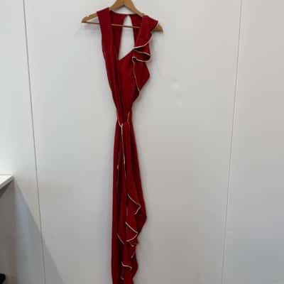 KITX 100% Silk Red Ruffle Midi Dress - Size 14  