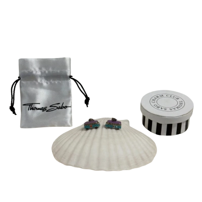 Pair of Rare THOMAS SABO Sterling Silver (925) and Enamel VW Volkswagon Van Charms