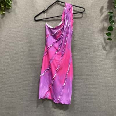 Tiger Mist Womens  Size S Bodycon Dress Pink Multicoloured one shoulder