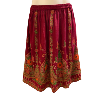BNWT**Ishka.  Knee Length Skirt Ornate Print  Size XXL  Rhubarb.