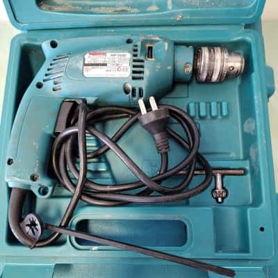 Vintage Makita Power Tool Bundle –  HP1500 Corded Hammer Drill and a versatile 14.4V Cordless Driver Drill with a 1422 battery and DC1414F charger