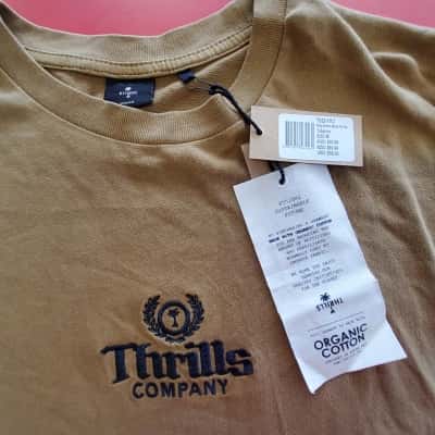 Thrills Mens  Size M Short Sleeve T-shirt Tobacco king embro merch fit tee