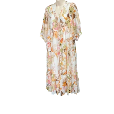 Heychic Lillian Orange Floral Midi Dress Size 12  
