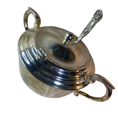 vintage silver-plated covered sugar bowl