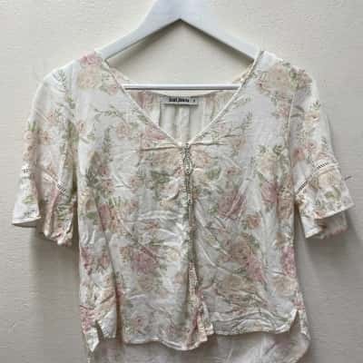 Just Jeans Womens  Size 8 Blouse Floral / Green / Pink  / White 
