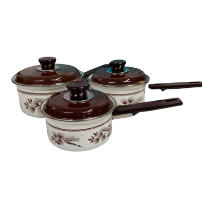 Vintage  Enamel Saucepans Set/3  1970s 