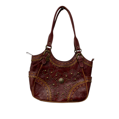 American West Leather Shoulder  Handbag Maroon 