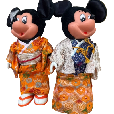2 Vintage Mickey & Minnie Mouse Figurines 