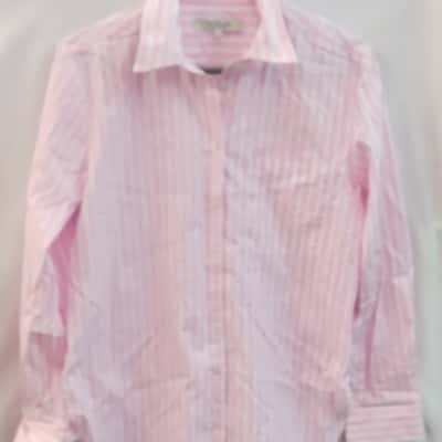 RB Sellars Womens  Size 10 Long Sleeve Shirt Pink / White/ Striped