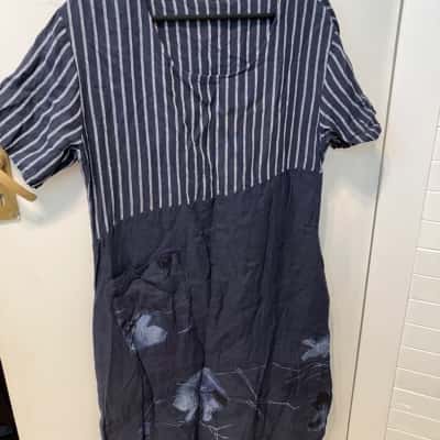 La Strada Womens  Size S Short Sleeve Dress  Blue / White 