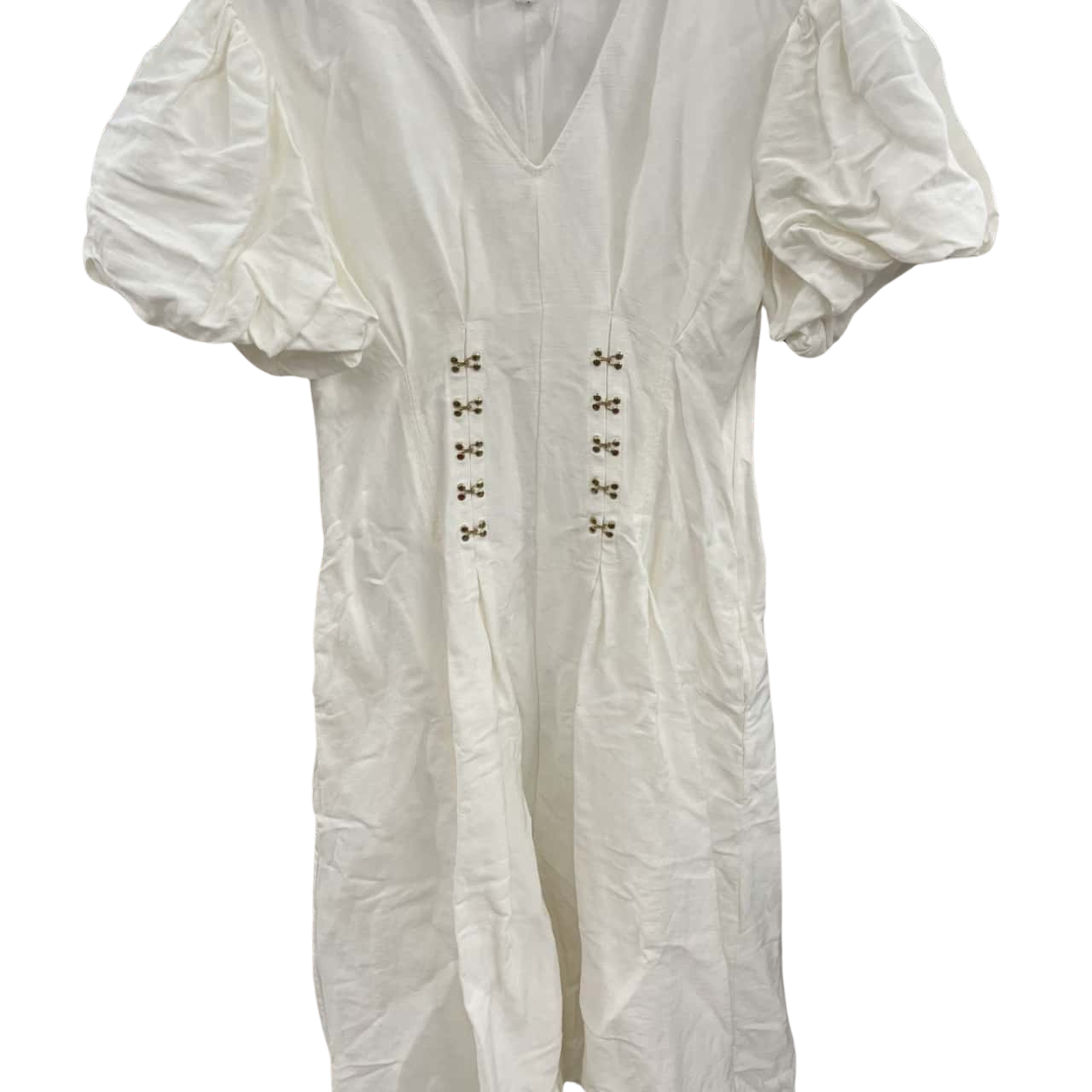 Country Road Womens Size 12 White Linen Puff Sleeve Cinch Dress(s)