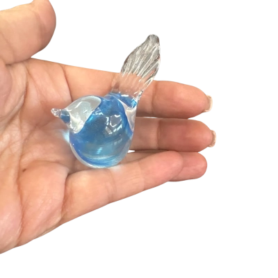 Hand-Blown Mini Bird/ Blue