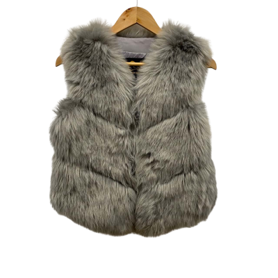 Fanpuguizhen Women's Faux Fur Sleeveless Jacket Size S Grey 