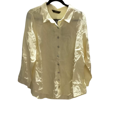 Sara Womens  Size 14 Long Sleeve Linen Shirt Yellow Lemon 