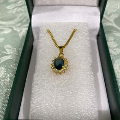  Womens Necklace Blue / Gold-tone