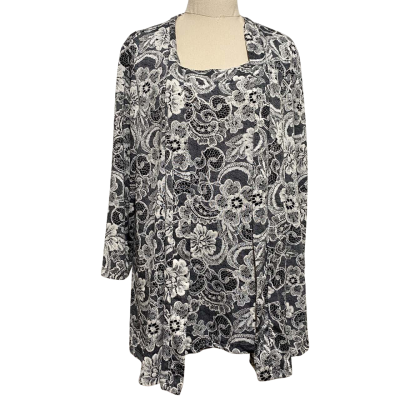 Millers Womens 3/4 Sleeve Print 2 in 1 Size 18 Black  / Grey / White 