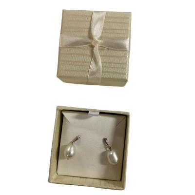  Silver + Pearl Drop Earrings