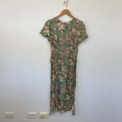 Piper Green FLoral Short Sleeve Midi Dress  Size 10