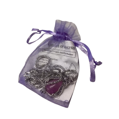 Genuine 7ct Enhanced Quartz Pear Cabochon Pendant Necklace with Certificate