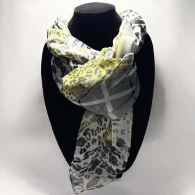 Gorgeous 100% Silk Scarf in Spring Green Animal Print
