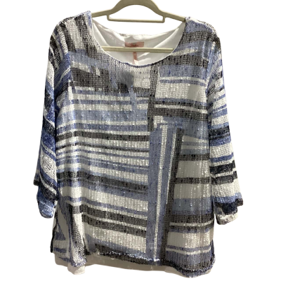 Millers Womens  Size 20  3/4 Sleeve Top Black  / Blue / White RRP $55 