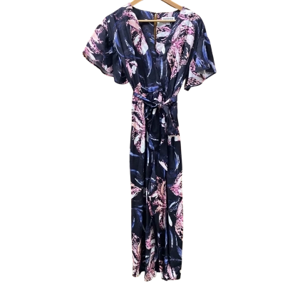 Country Road Black/Patterned Short Sleeve Jumpsuit Size 10
