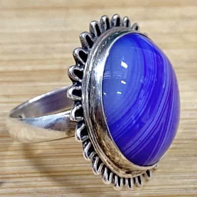 Sterling Silver Purple Round Stone Ring (Stamped 925)