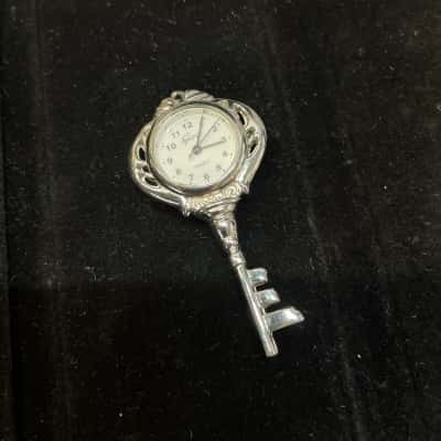 Silver Toned Key Pendant Watch Working with New Battery 