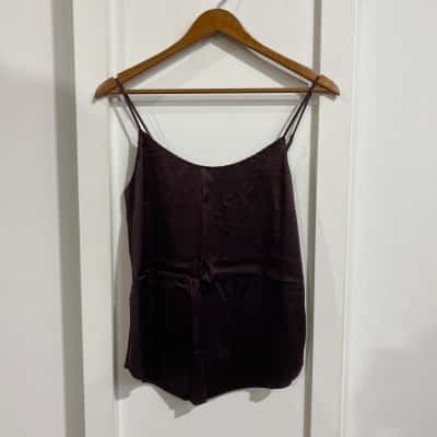 Witchery Womens Scallop Silk Cami Brown / Maroon 