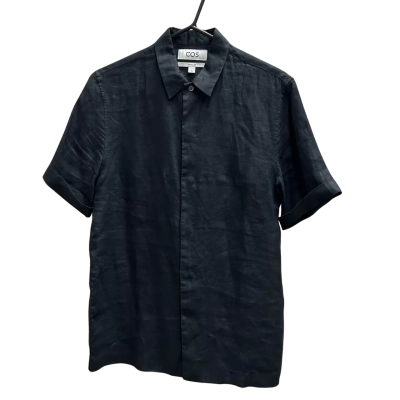 COS Men's  Size XS 100% Linen Regular Short Sleeve Shirt Black   RRP: $125.00