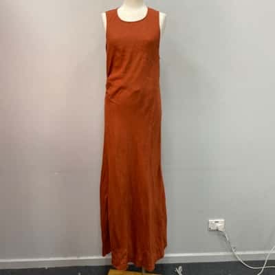 Seed Heritage Womens  100% Linen Size 14 Maxi Dress Rust 