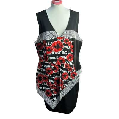 Basque Womens  Size 18 Midi Dress Black  / Floral / White 