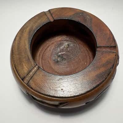 Vtg. Hand carved Wooden Ashtray 