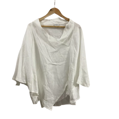 Womens Tirelli Size XL Crossover Front Linen Top White