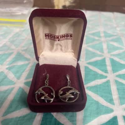 Hoskings 925 Silver Dolphin Earrings Womens 