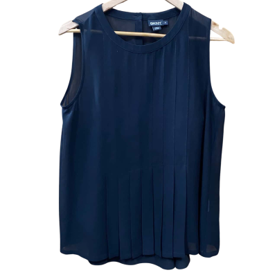 DKNY Black Pleated Sleeveless Top Size M