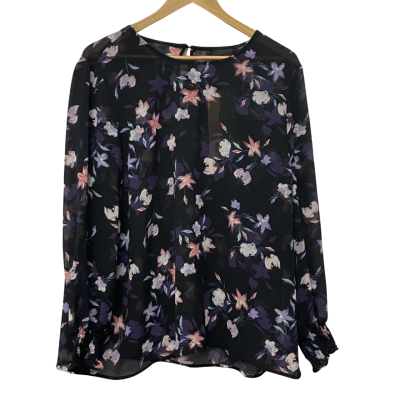 Liz Jordan Womens  Size 16 Long Sleeve Top Black  / Multicoloured 