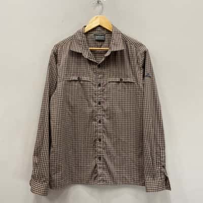 Kathmandu Mens  Size M Long Sleeve Shirt Blue / Brown / Checked 