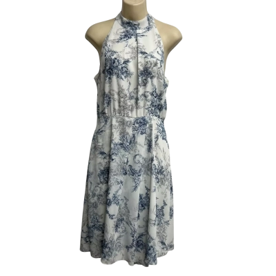 Cue Size 8 Blue & White Floral Dress