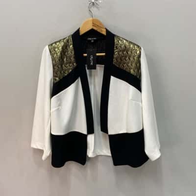 City Chic Womens  Size M Blazer Black  / Gold / Off White Original Price $99.95