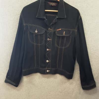  Mens  Size L Denim Jacket Black vintage soft tensile denim style jacket  