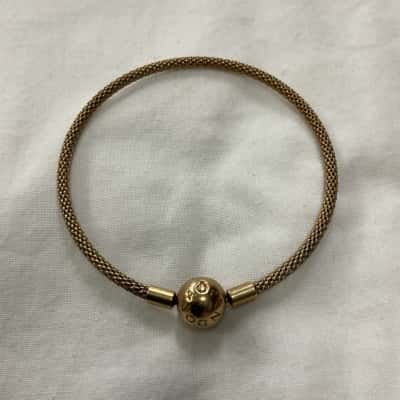 Pandora Moments Shine Mesh Charm Bracelet 18k Gold Plate