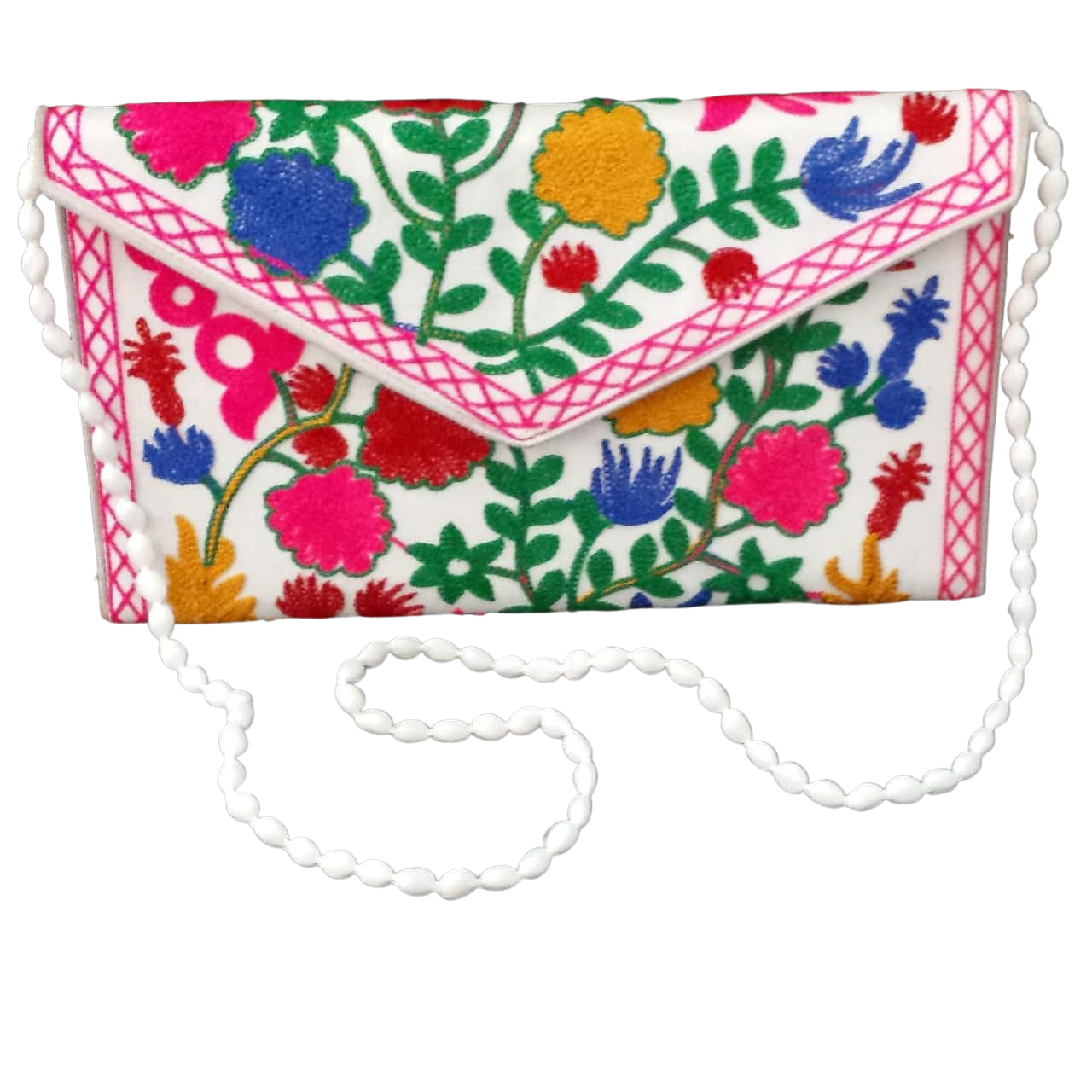 Womens Handbag / Clutch Floral / Multicoloured / Pattern / White (s)