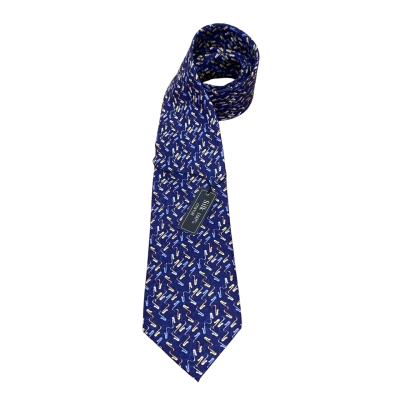  Mens Marino Galli Ties Blue with Saxophone Print