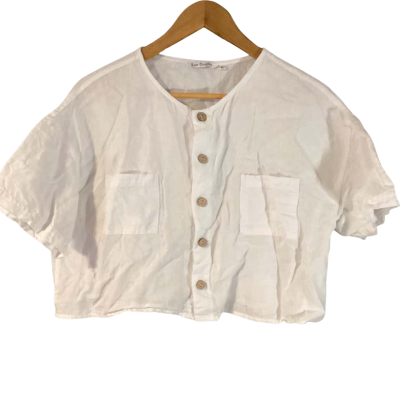  Kate Douglas linen top  Size L White 