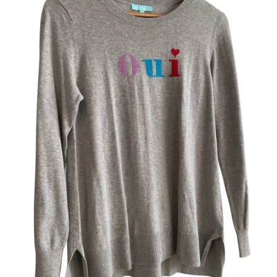 “Blue Illusion” Womens - Size S -Crew Neck Jumper - Grey 